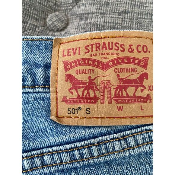 Levi's Womens 501 Skinny Jeans W30 L28" Med-Light Blue Rare Blank Tab Edition - Picture 5 of 9